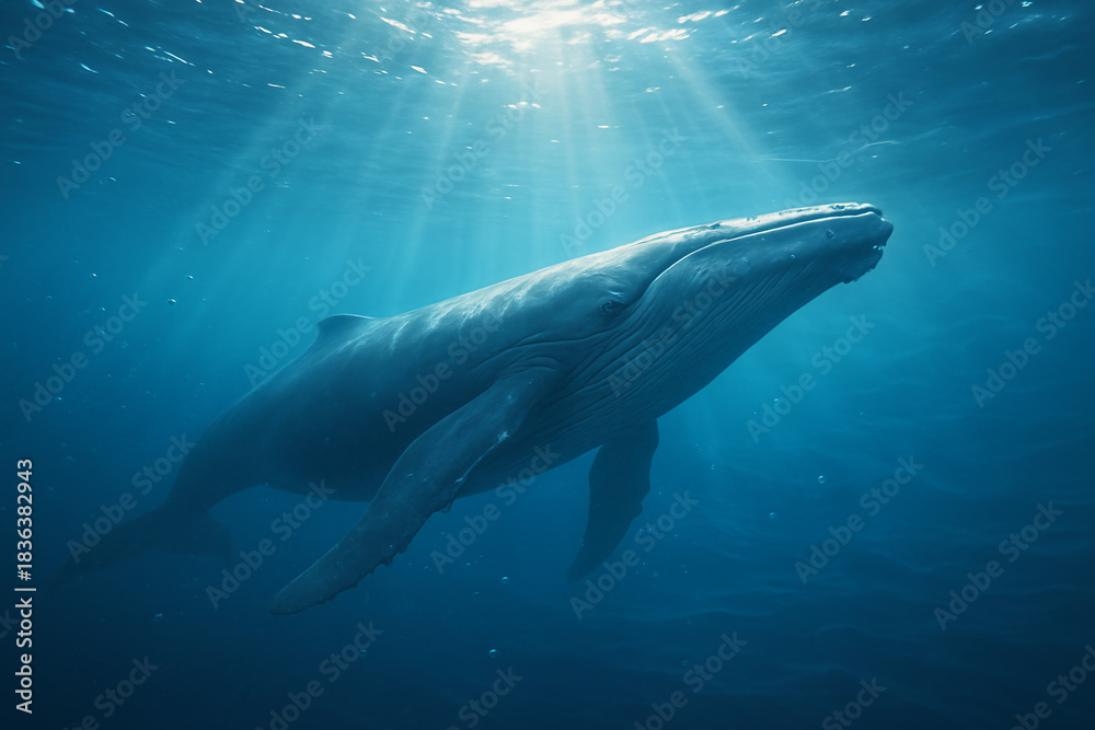 Naklejka premium Majestic Underwater Whale