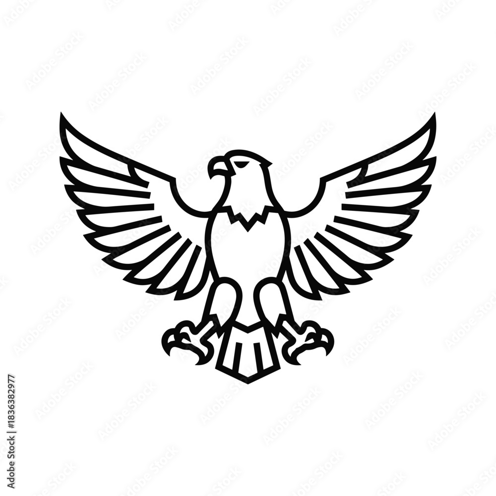 Obraz premium Stylized Eagle with Spread Wings Outline Icon