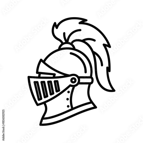 Knight Helmet with Plume Outline Icon