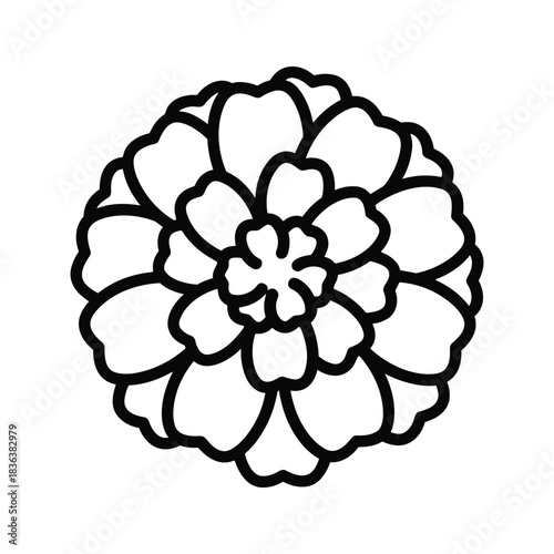 Stylized Full Bloom Flower Outline Icon