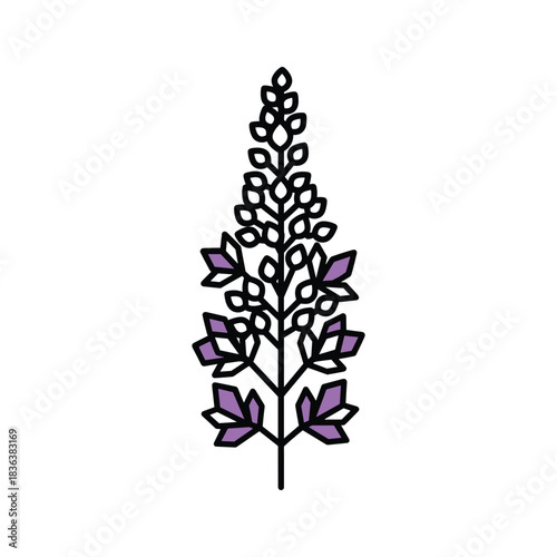 Stylized Purple Flower Spike Vector Illustration
