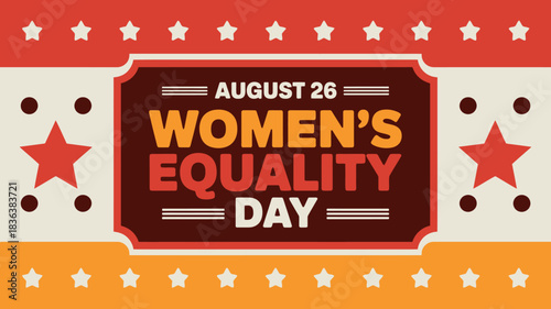 Women's equality day banner august 26th retro design illustration