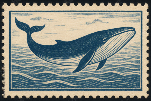 Vintage Whale Stamp