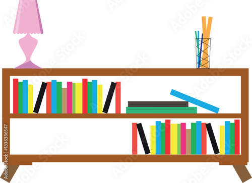 Short Wooden Books Self Vector Design