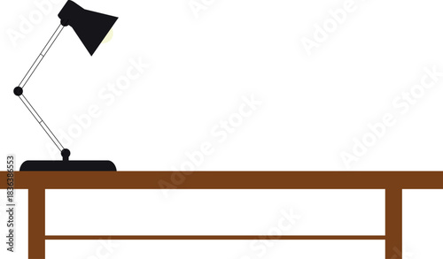 Short Wooden Table with Table Lamp Vector Design