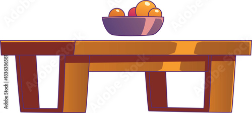 Short Wooden Table Vector Design