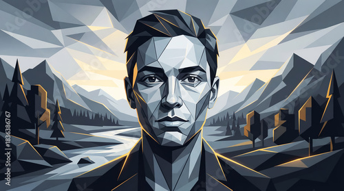 Obraz na płótnie Surrealist and conceptual art illustration. Cubism art