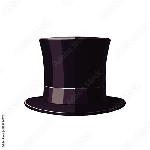 Classic Black Top Hat Illustration.