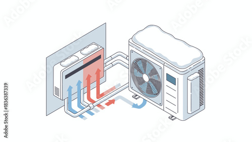 Heat Pump System Diagram for Heating and Cooling.