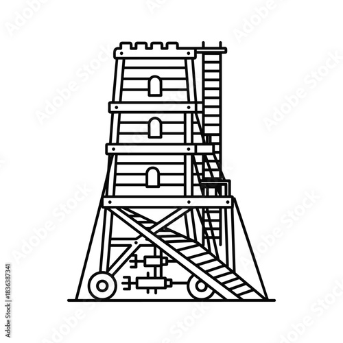 Medieval Siege Tower Line Icon