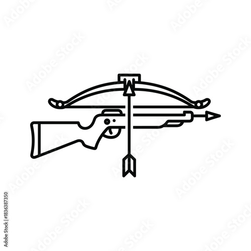 Crossbow with Arrow Line Art Icon