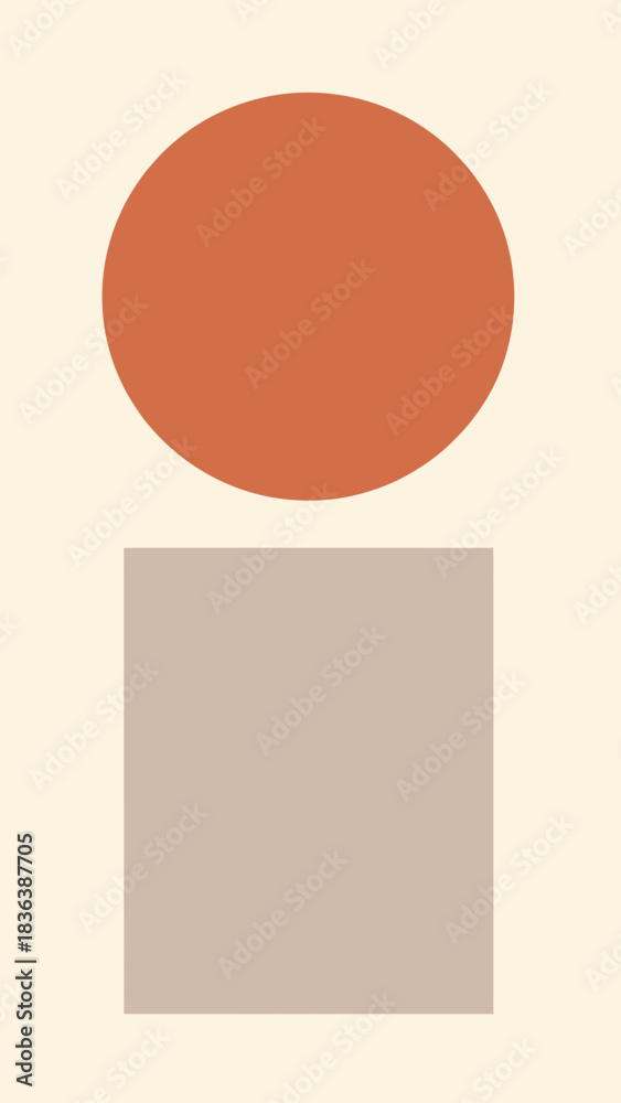 Fototapeta premium Abstract composition with a circle above a square in muted colors.