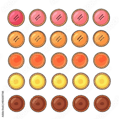 Colorful Assortment of Delicious Mini Fruit Tarts.