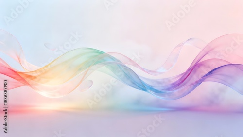 Abstract pastel background with flowing multicolored waves and soft light effects in a dreamy style