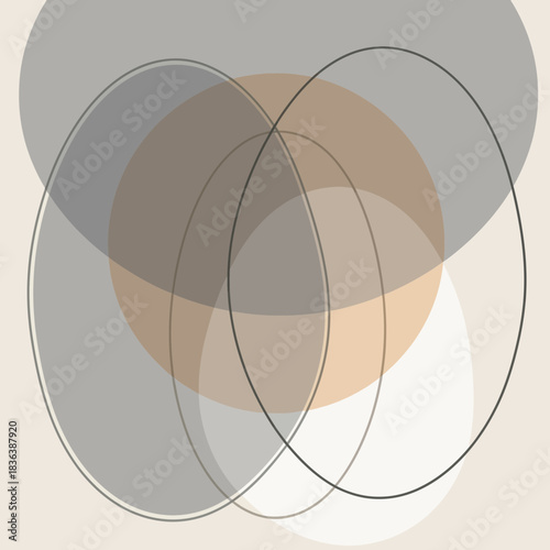 Overlapping translucent circles and arcs create abstract geometric patterns.