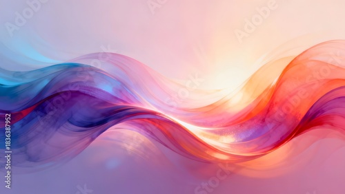 Abstract watercolor painting with flowing waves of vibrant pink purple and blue colors art design