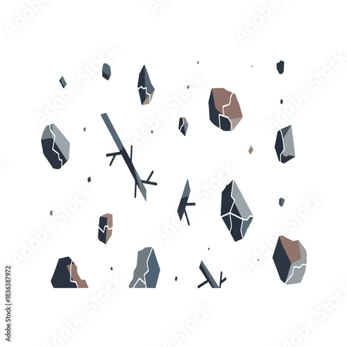 Flying Rocks Breaking Space Surface