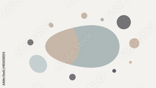 Abstract shapes and circles in muted earthy tones.