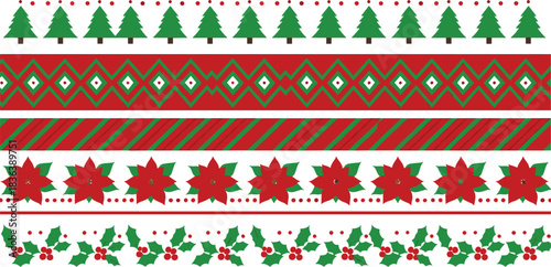Vector Collection of Green Christmas Ornaments with White Patterns and Star Designs