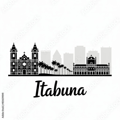 Itabuna Skyline Silhouette — Cocoa Capital of Southern Bahia Brazil Vector Illustration