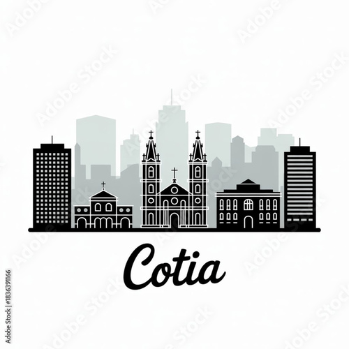 Cotia Skyline Silhouette — Green Suburban City in Greater São Paulo Brazil Vector Illustration