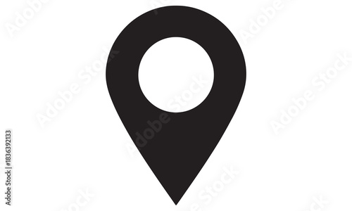Black location pin icon in a clean silhouette style with adobe illustrator logo and number 94
