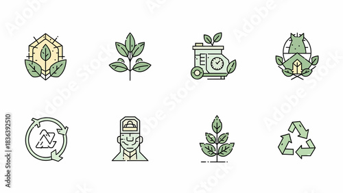 Eco-Friendly Icons Sustainable Living, Nature, and Environmental Conservation for a Greener Future