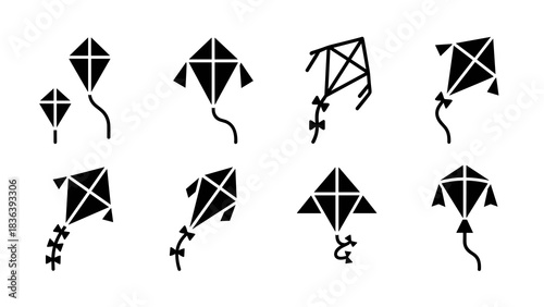 Classic kite shapes: black and white silhouette collection
