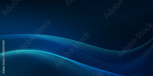 Blue wave line light screen gradient texture background. Abstract technology big data digital background. 3D rendering.