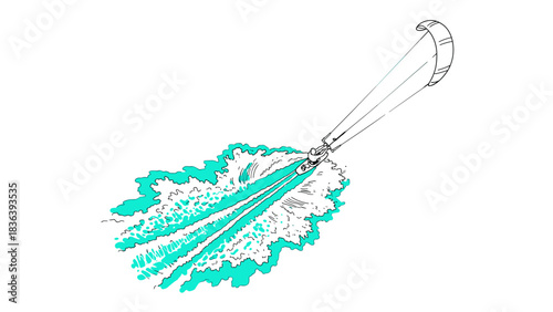 Dynamic kiteboarding adventure: thrilling water splash and speed