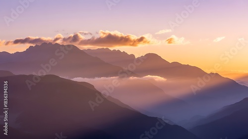Wallpaper Mural Sunrise over a misty mountain landscape at dawn Torontodigital.ca