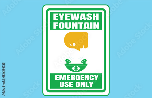 Emergency eye wash station information sign