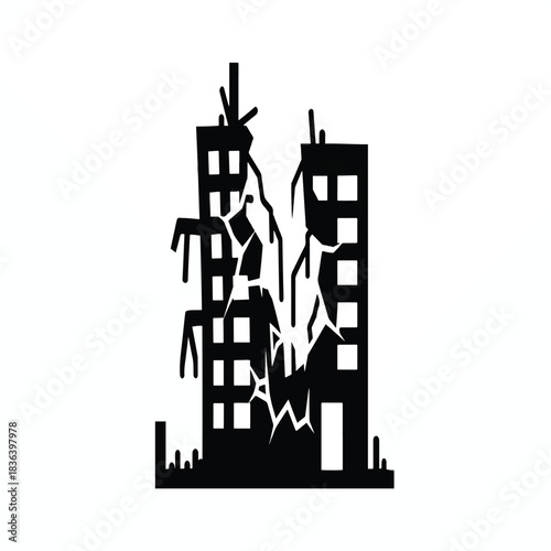 Building Collapse Disaster Scene Icon