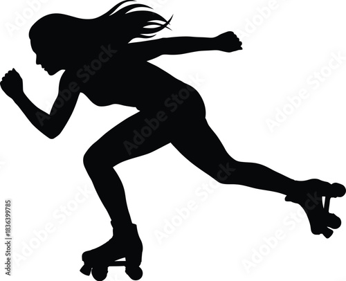 Roller Skating Athlete Silhouette in Speed Motion