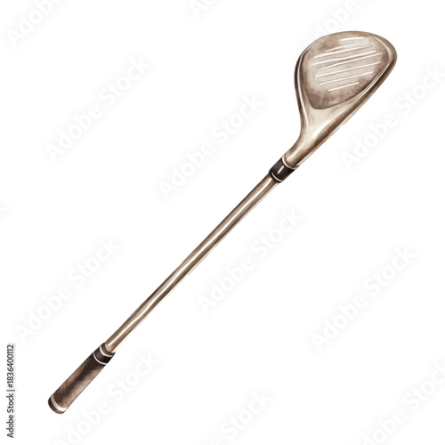 Vintage wooden golf club, wood driver, sports equipment vector
