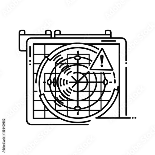 Radar Screen with Warning Alert Icon