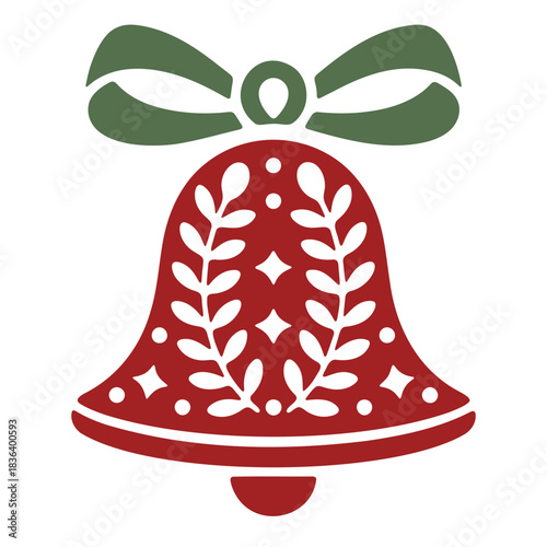 Wallpaper Mural Illustration of a red christmas bell with white leaf pattern and green bow on top isolated on white Torontodigital.ca