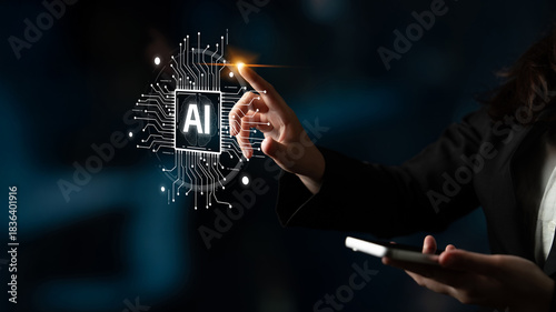 Tableau sur toile AI assistant with LLM, big data, machine learning, and generative AI powers prompt engineering and supports agentic AI for advanced business applications