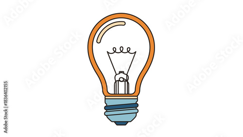 A simple illustration of an incandescent light bulb with a visible filament and a blue screw base.