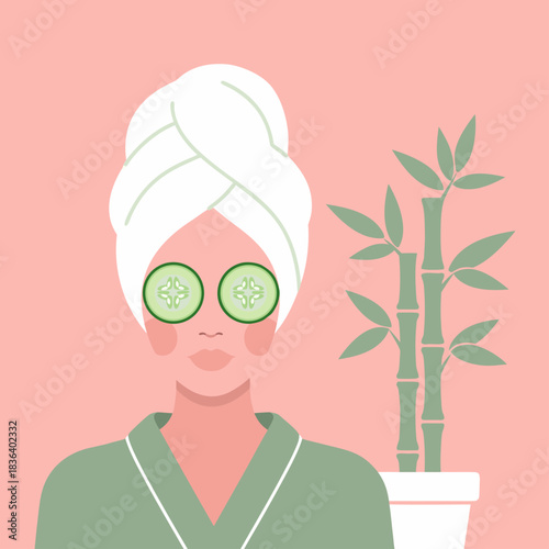 Flat Spa Wellness Retreat Illustration
