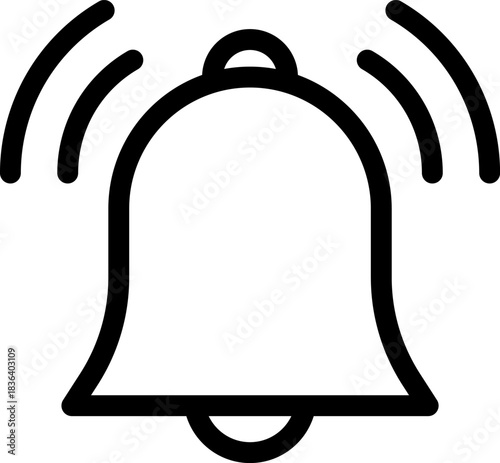 ベルが鳴るシンプルな線画アイコン