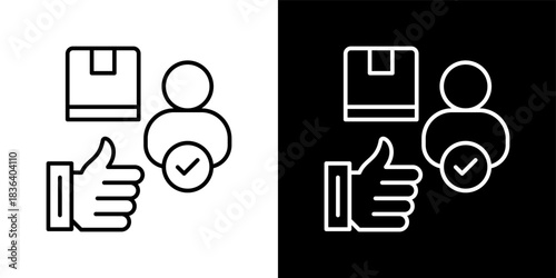 Endorsement icon set in outline black and white style vector illustration