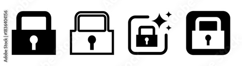 Secure lock icon representing data protection and cyber safety in a clean black transparent vector illustration