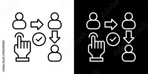 Affiliate icon set in outline black and white style vector illustration
