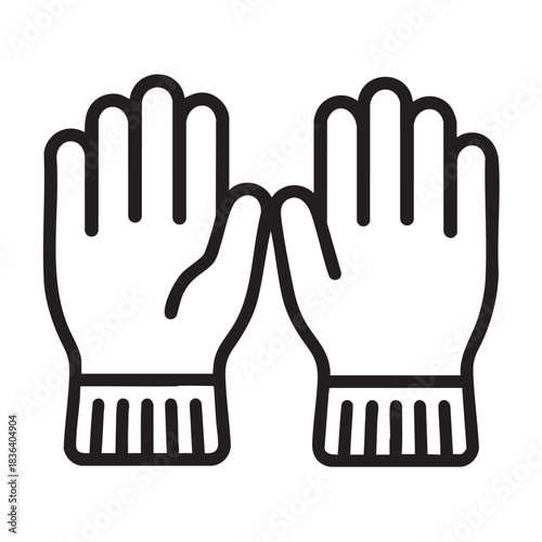 Illustration of protective work gloves for gardening with knitted wristband on white background