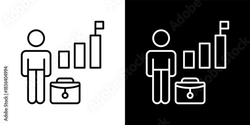 Career icon set in outline black and white style vector illustration