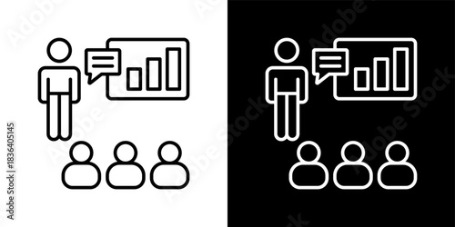 Training icon set in outline black and white style vector illustration