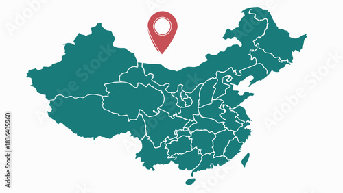 Map of china with a location pin marking a specific region