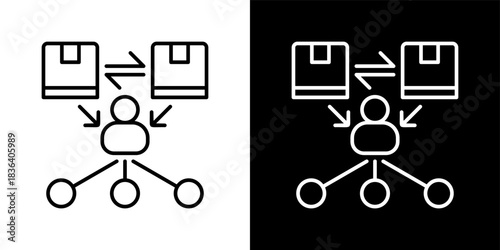 Reseller icon set in outline black and white style vector illustration