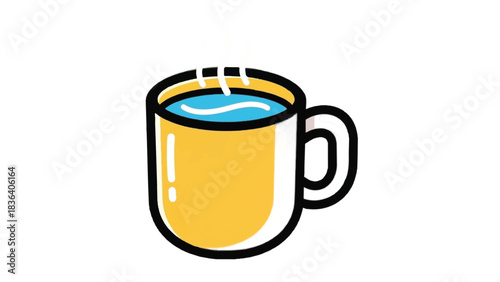 A steaming cup of hot beverage illustration.
